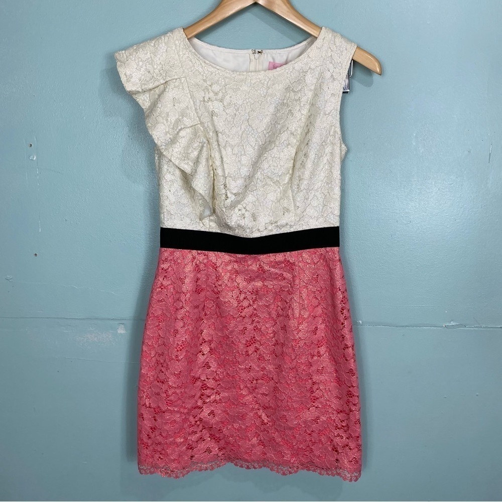 Lilly Pulitzer Delila Dress 38382 Multi Race For This Lace Pink Creme Sheath‎